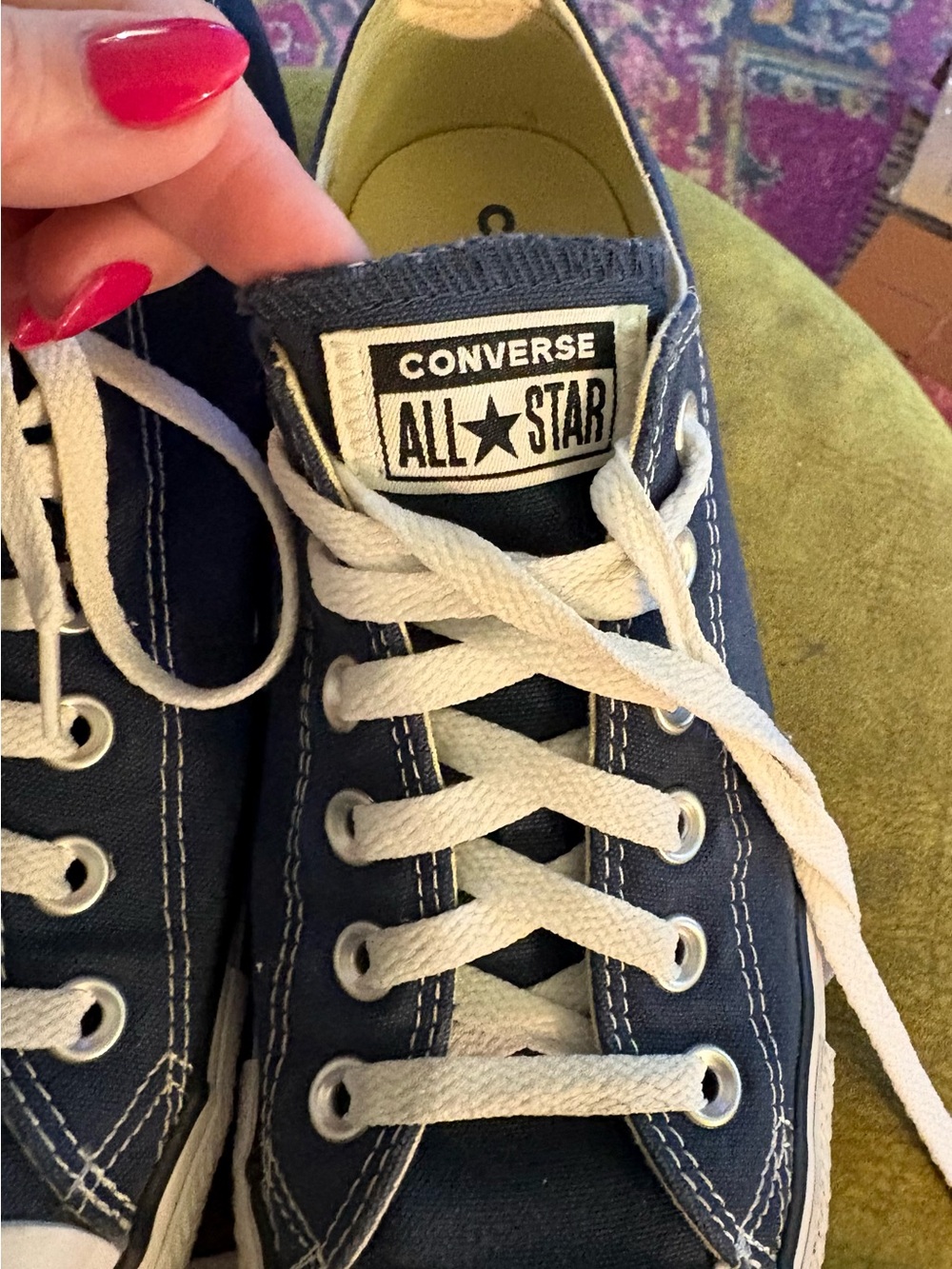 Converse All-Star Chuck Taylor Navy Canvas Low-Top Sneakers with White Accents - Picture 4 of 10